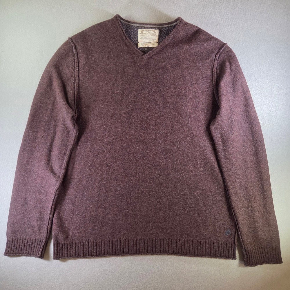 White Stuff Laundered Classics Mens XX Large Brown V-Neck Lambswool Sweater